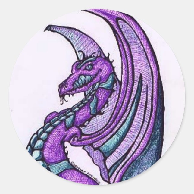 Rond Sticker pour dragon souriant / Sceau d'enveloppe (Devant)