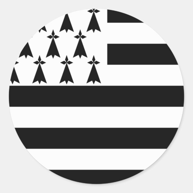 Rond Sticker pour drapeau breton (Gwenn-ha-du) (Devant)
