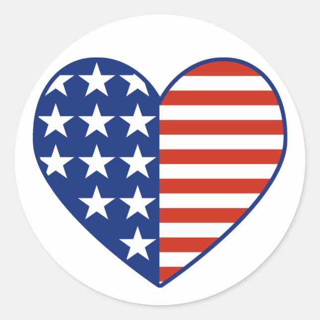Rond Sticker pour drapeau cardiaque aux États-Unis (Devant)