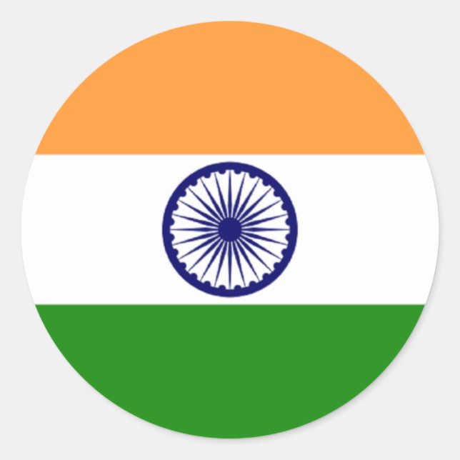 Rond Sticker pour drapeau de l'Inde (Devant)