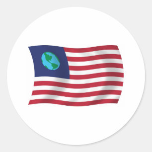 Rond Sticker pour drapeau des États-Unis de la Terre