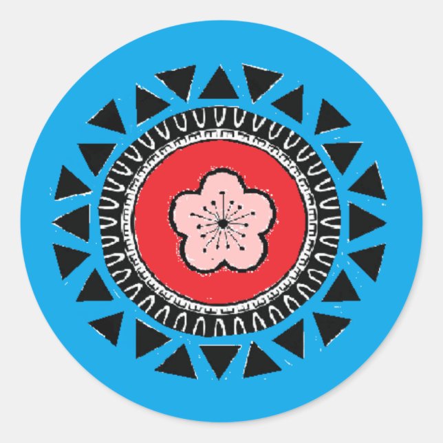Rond Sticker pour drapeau d'inspiration aborigène de Ta (Devant)