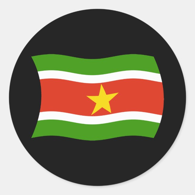 Rond Sticker pour drapeau du Suriname (Devant)