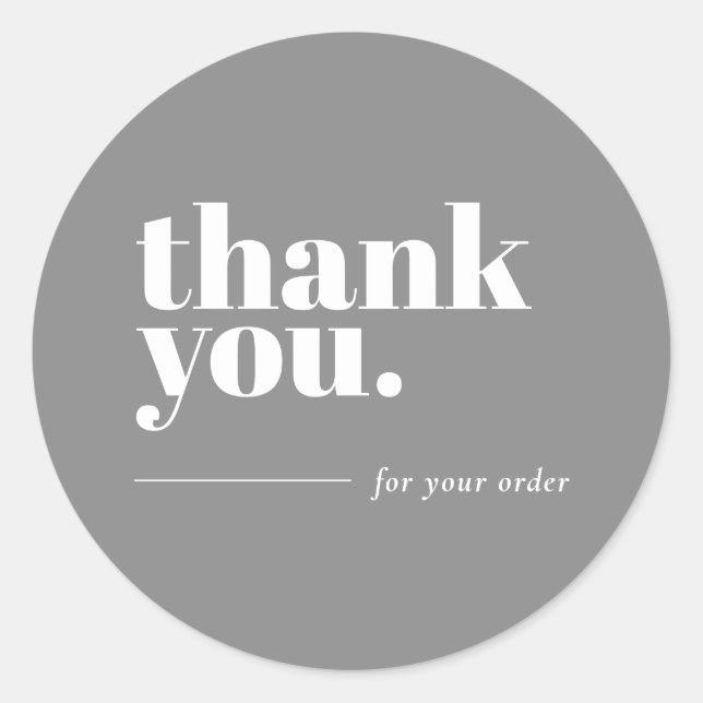 Rond Sticker pour entreprise Merci gris et blanc (Devant)