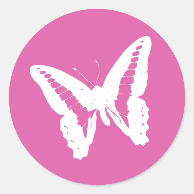 Rond Sticker pour enveloppes papillon rose Bubblegum (Devant)