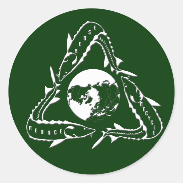 Rond Sticker pour esturgeon - Recycle blanc (Devant)