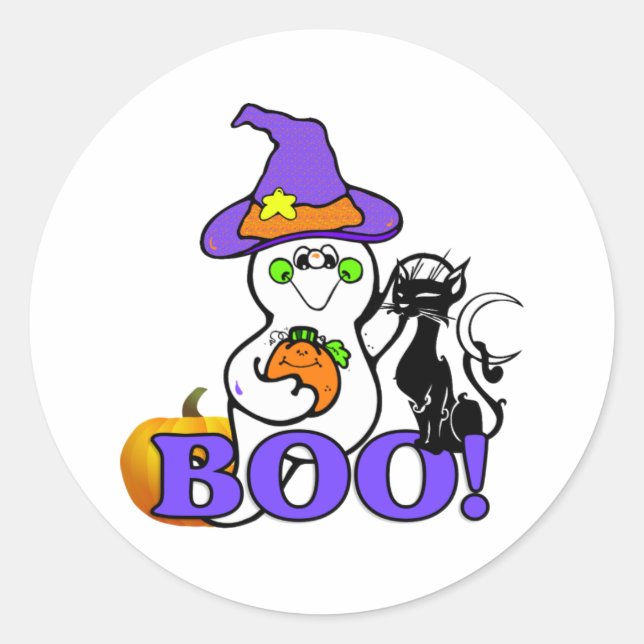 Rond Sticker pour fantôme d'Halloween (Devant)