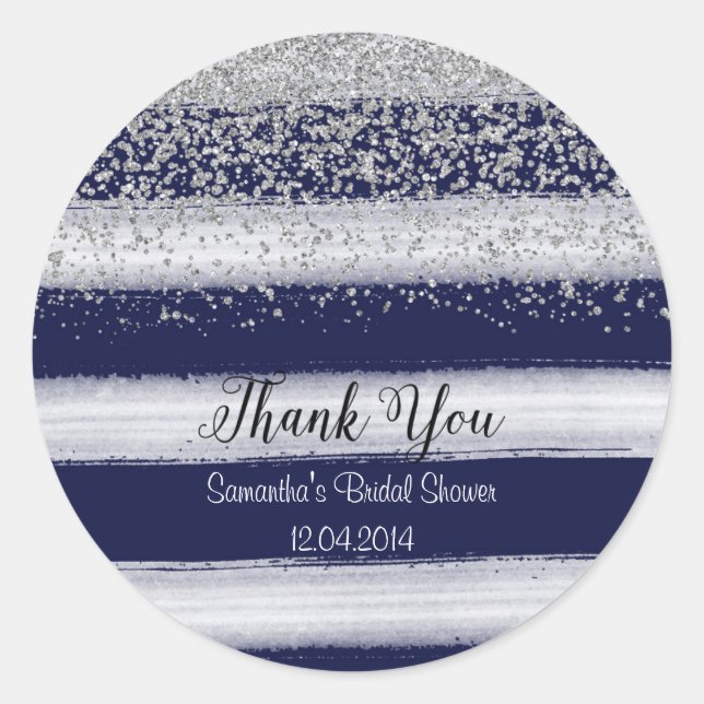 Rond Sticker pour Fête des mariées argent et marine (Devant)