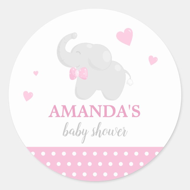 Rond Sticker pour fille Baby shower rose doux (Devant)