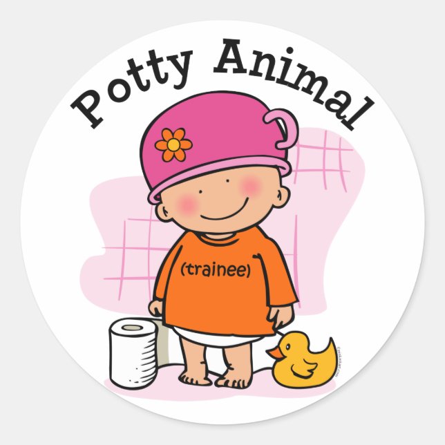 Rond Sticker pour fille d'animal potty (Devant)