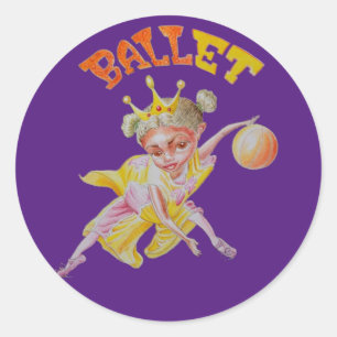 Rond Sticker pour fille de basket-ball de ballet
