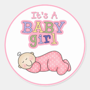 Rond Sticker pour fille de bébé dormant
