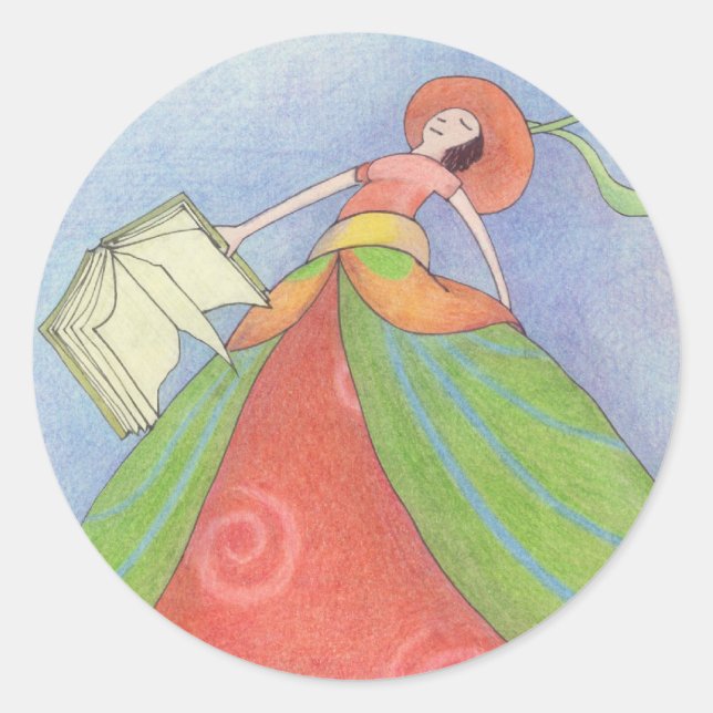 Rond Sticker pour fille de livre (Devant)