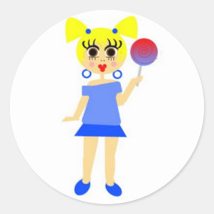 Rond Sticker pour fille Lollipop - Blonde