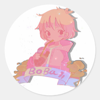 Rond Sticker pour fille mignonne Boba Tea Anime