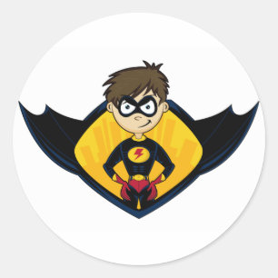 Rond Sticker pour garçon Superhero