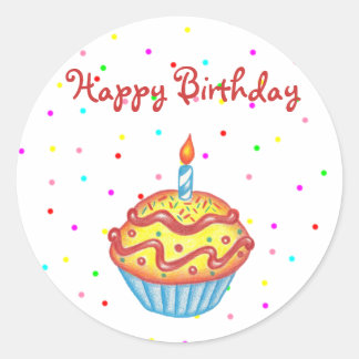 Rond Sticker pour gâteau d'anniversaire heureux