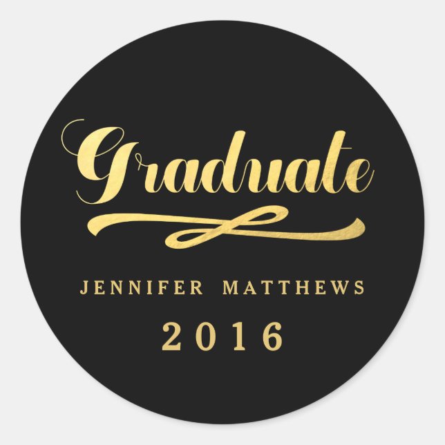 Rond Sticker pour graduation 2016 de Faux Gold Foil (Devant)