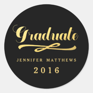 Rond Sticker pour graduation 2016 de Faux Gold Foil