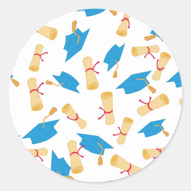 Rond Sticker pour graduation bleu et or (Devant)