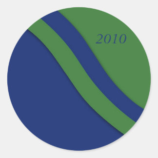 Rond Sticker pour graduation Blue Green Wave