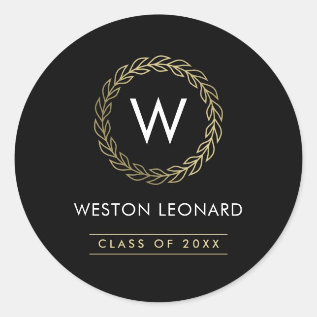 Rond Sticker pour graduation en couronne classique ou s (Devant)