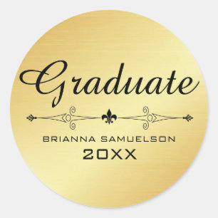 Rond Sticker pour graduation en or glamour
