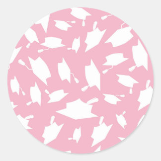 Rond Sticker pour graduation rose et blanc
