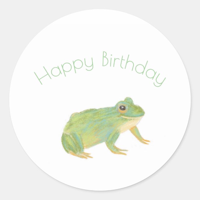 Rond Sticker pour grenouille verte mignonne (Devant)