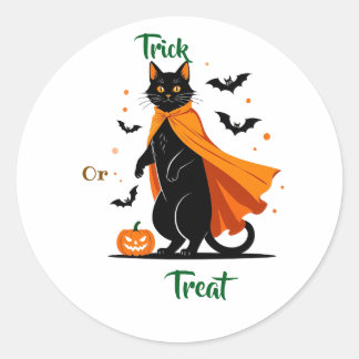 Rond Sticker pour Halloween Chat noir
