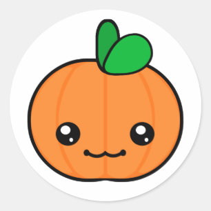 Rond Sticker pour Halloween Citrouille Kawaii