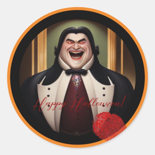 Rond Sticker pour Halloween Dracula (Devant)