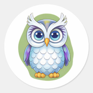 Rond Sticker pour hibou adorable - Joli dessin pour enf
