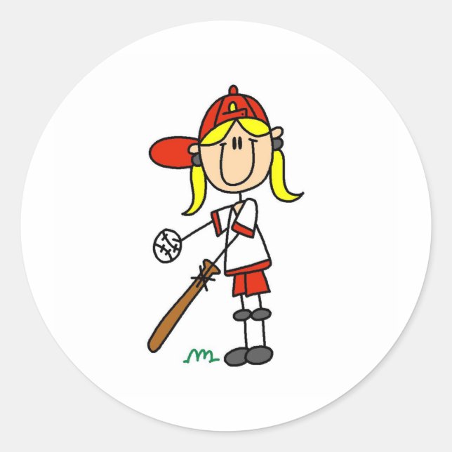 Rond Sticker pour joueuse de softball fille (Devant)