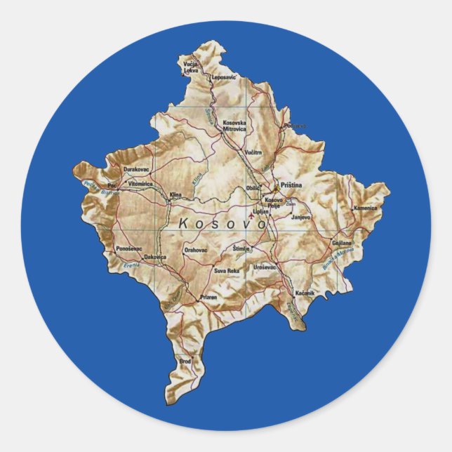 Rond Sticker pour la carte du Kosovo (Devant)