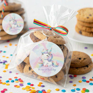 Rond Sticker pour la fête d'anniversaire de la licorne 