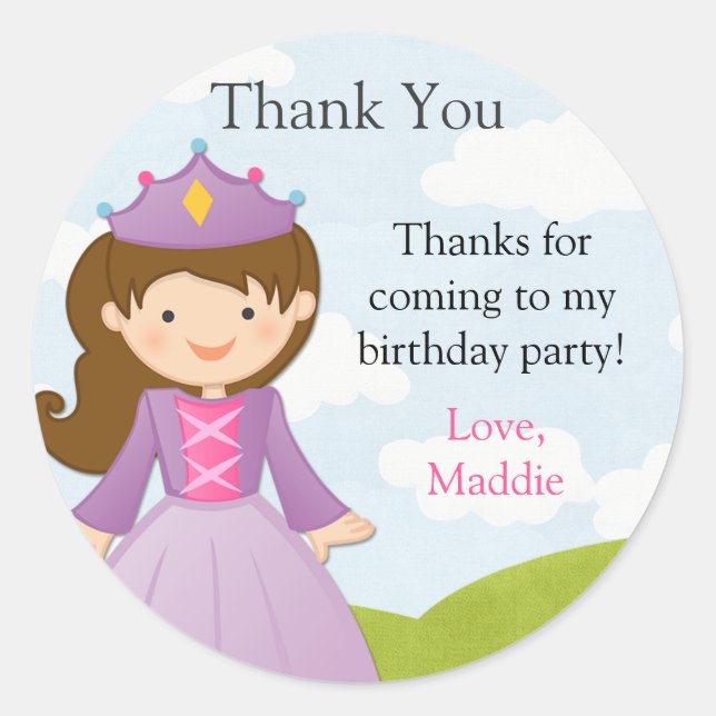 Rond Sticker pour la fête d'anniversaire de la princess (Devant)
