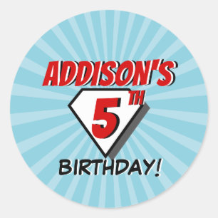 Rond Sticker pour la fête d'anniversaire de Superhero C