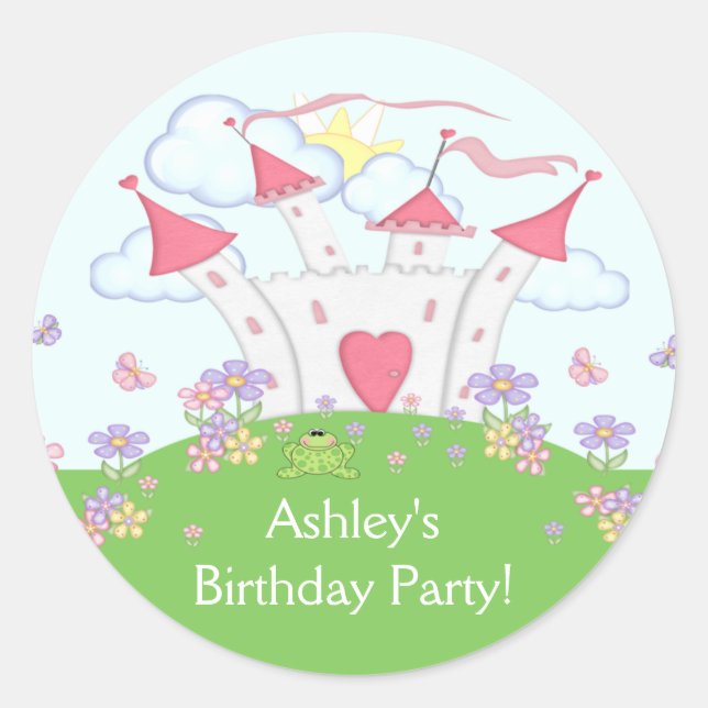 Rond Sticker pour la fête d'anniversaire du château de  (Devant)