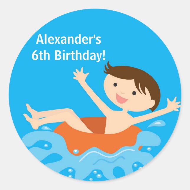 Rond Sticker pour la fête de la piscine (Devant)