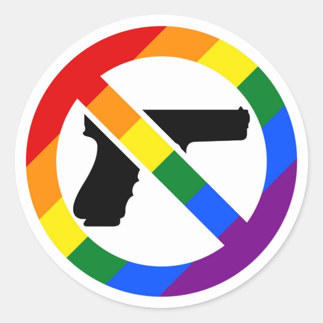 Rond Sticker pour la fierté LGBT Anti-Arme Anti-NRA (Devant)