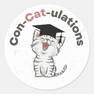 Rond Sticker pour la graduation de chats amusant