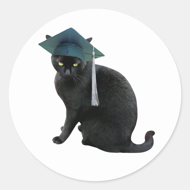 Rond Sticker pour la graduation en chats noirs (Devant)
