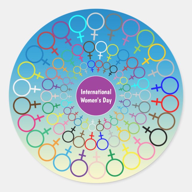 Rond Sticker pour la Journée internationale de la femme (Devant)