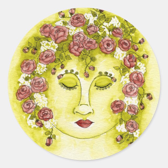 Rond Sticker pour la nymphe rose (Devant)