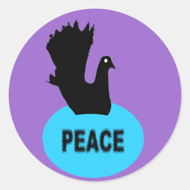 Rond Sticker pour la paix de la colombe noire (Devant)