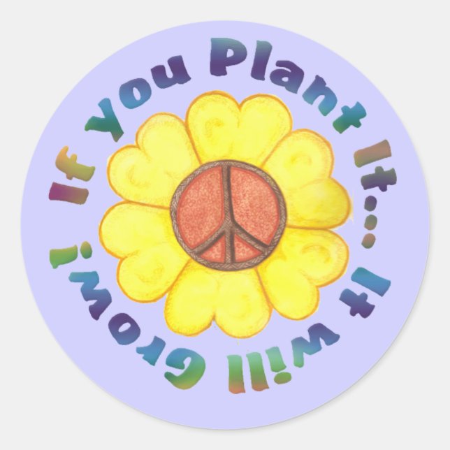 Rond Sticker pour la paix plante (Devant)