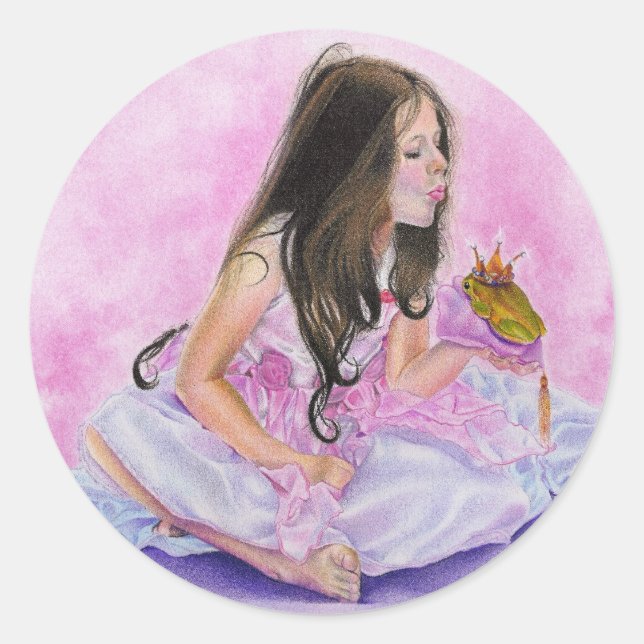 Rond Sticker pour la petite princesse Kissing Frog (Devant)