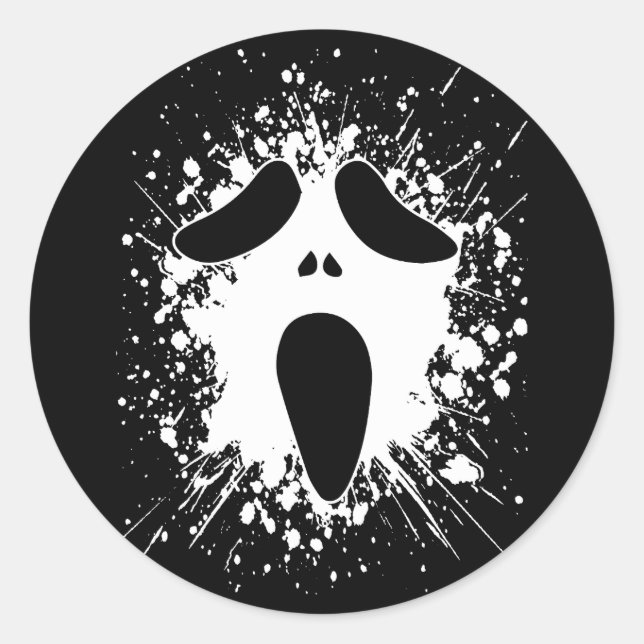 Rond Sticker pour la plaque d'Halloween Face Fantôme (Devant)