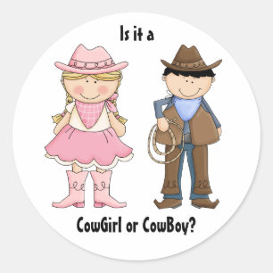 Rond Sticker pour la révélation de genre Cowgirl et Cow